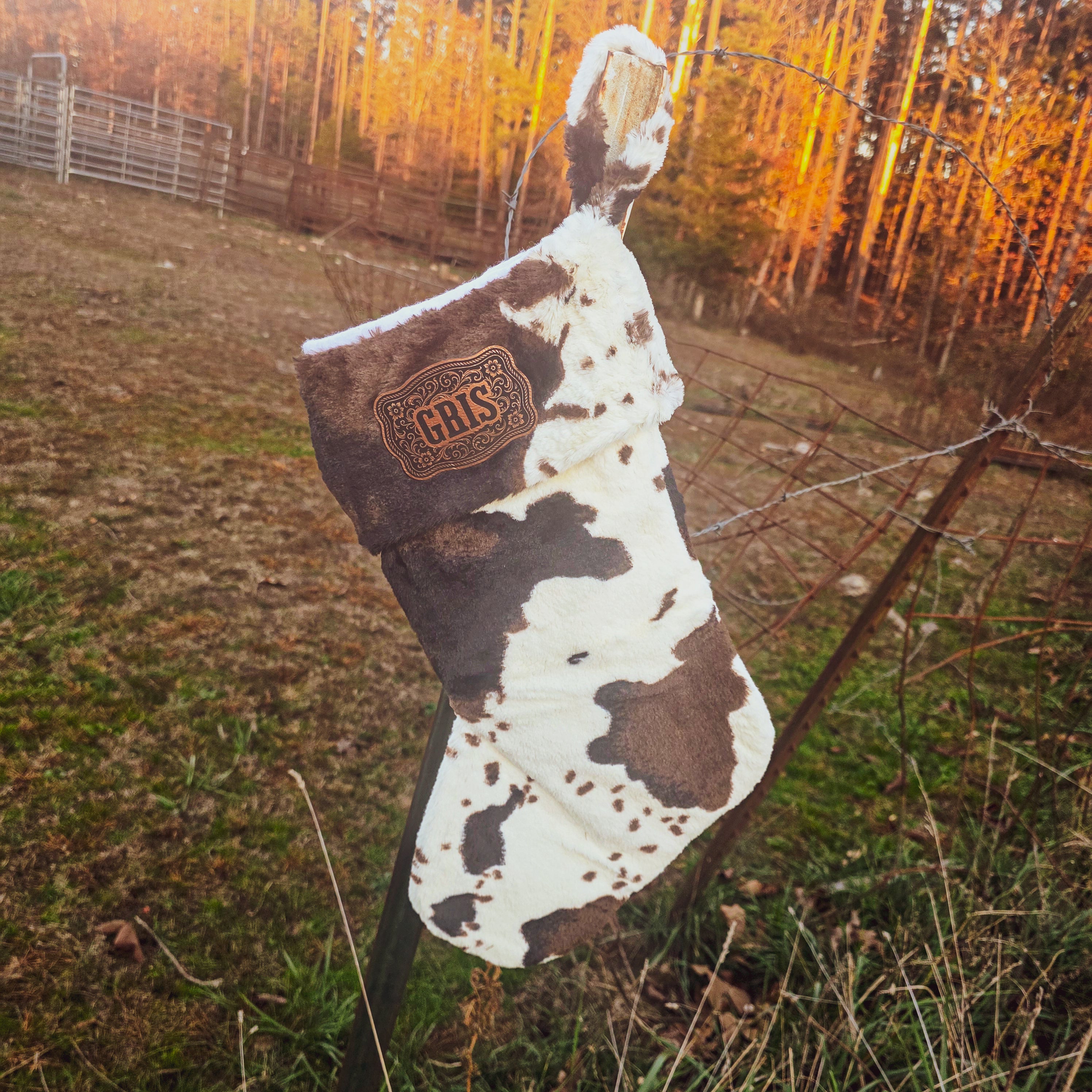 Cowhide Christmas Stocking
