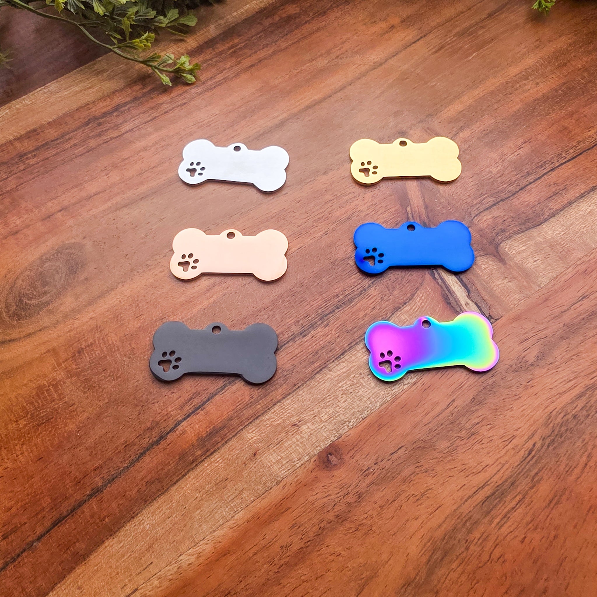 Bone Pet Tag with Paw Cutout
