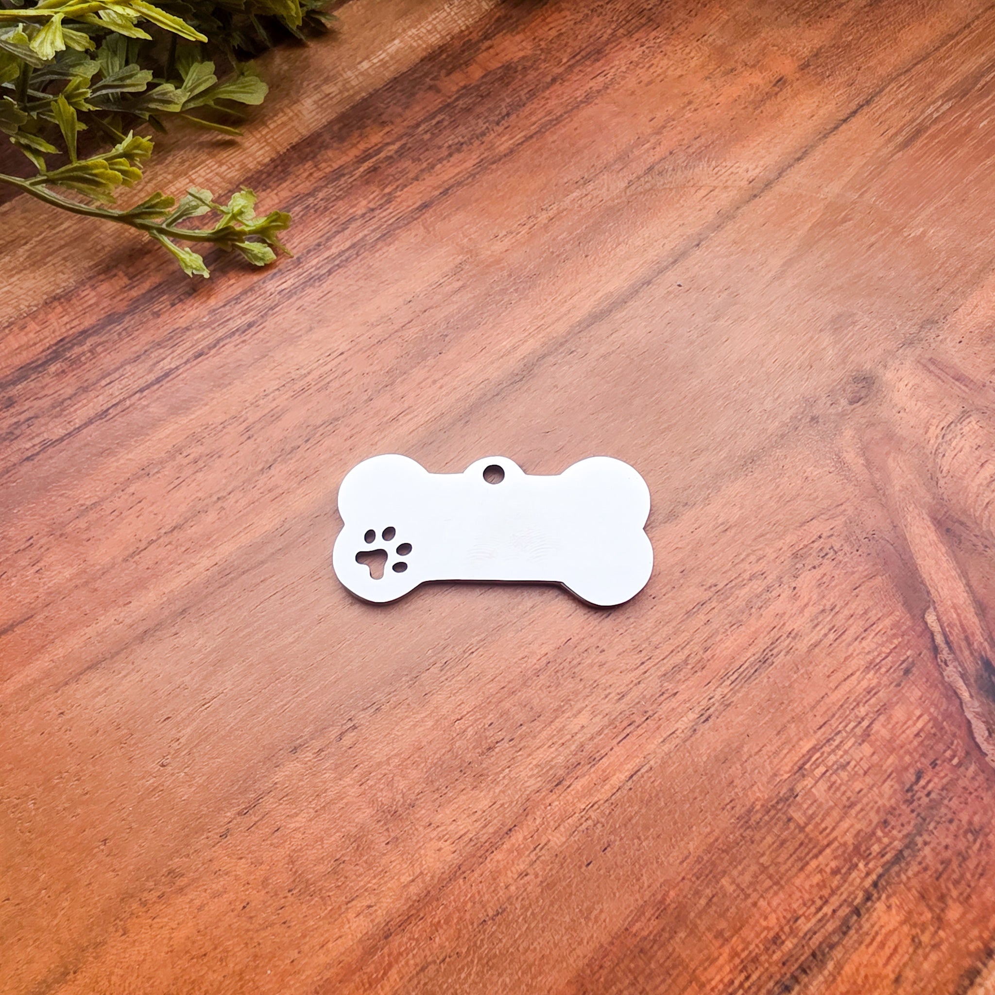 Bone Pet Tag with Paw Cutout