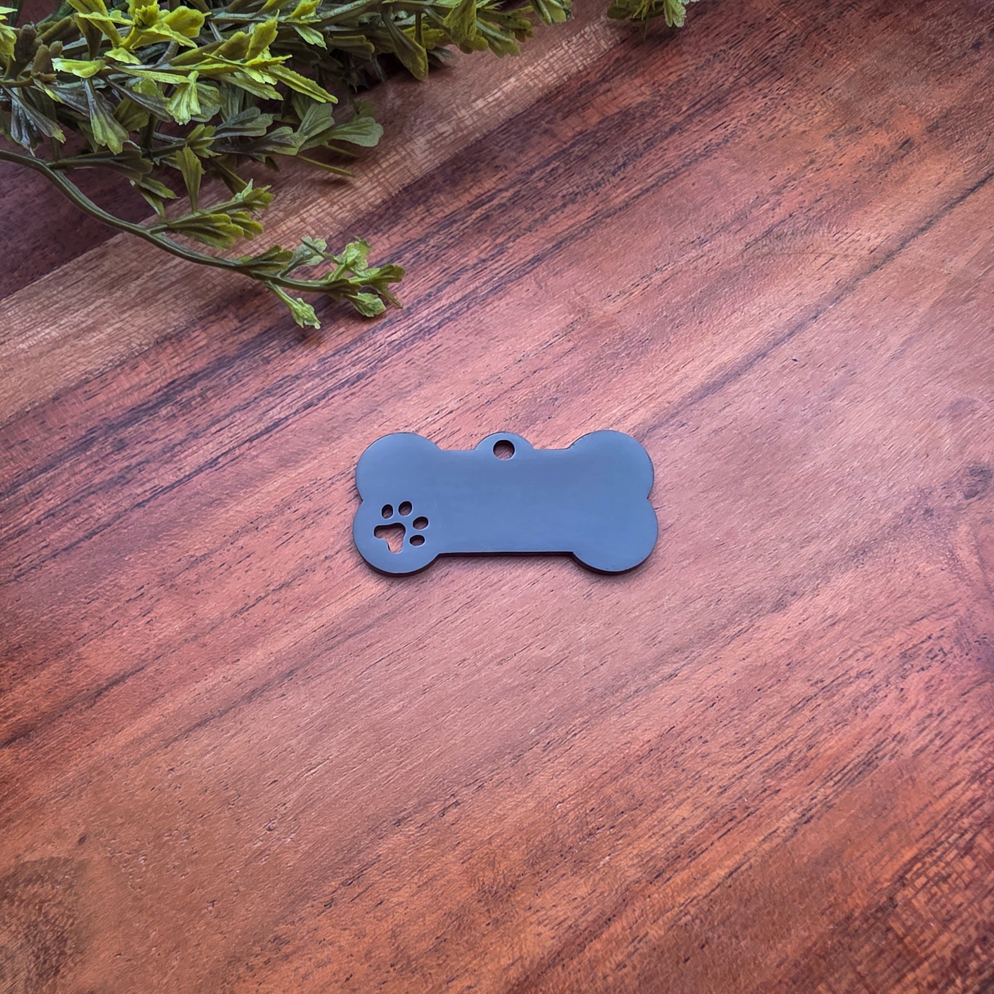 Bone Pet Tag with Paw Cutout