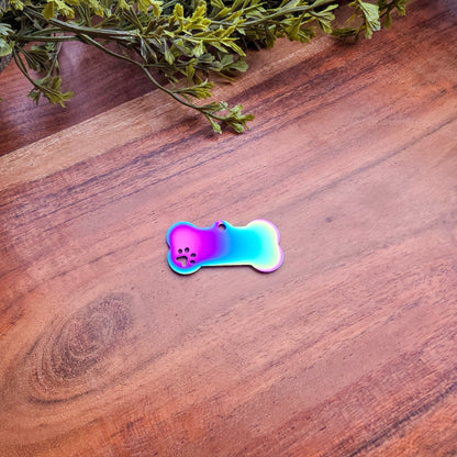 Bone Pet Tag with Paw Cutout
