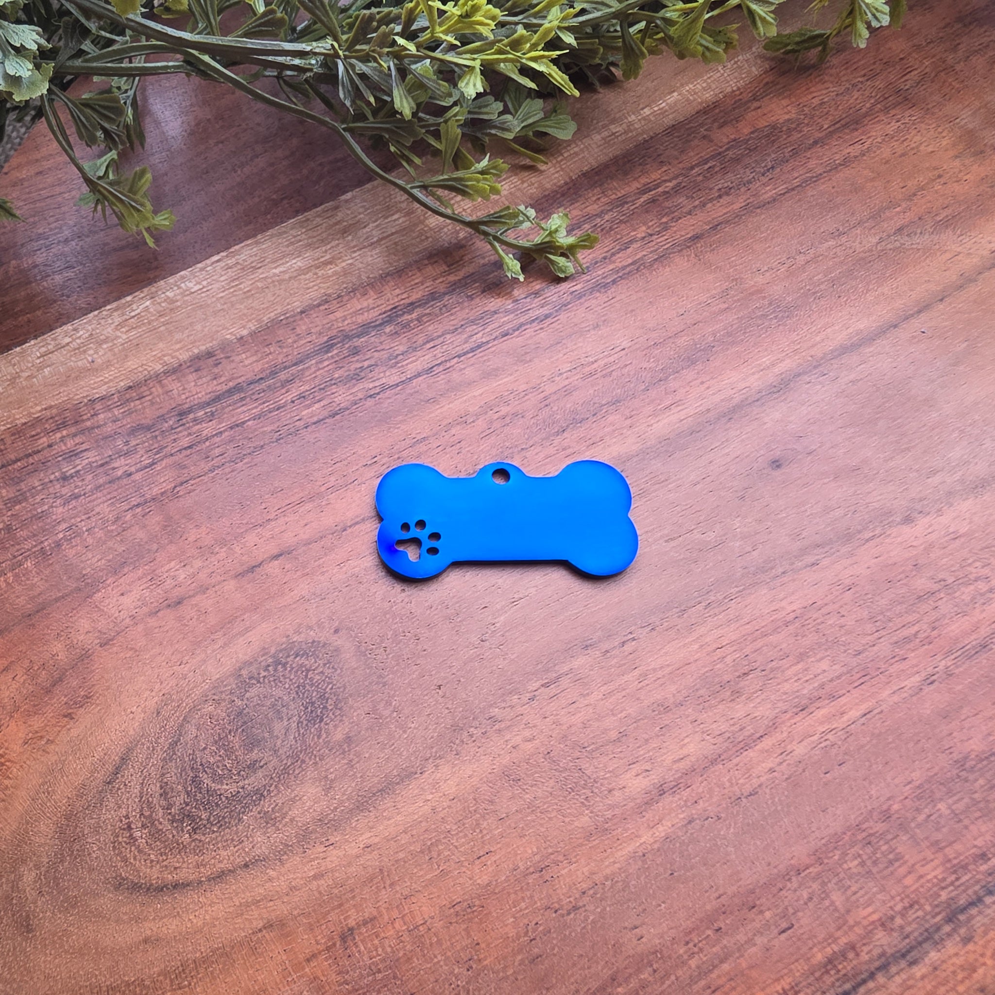 Bone Pet Tag with Paw Cutout