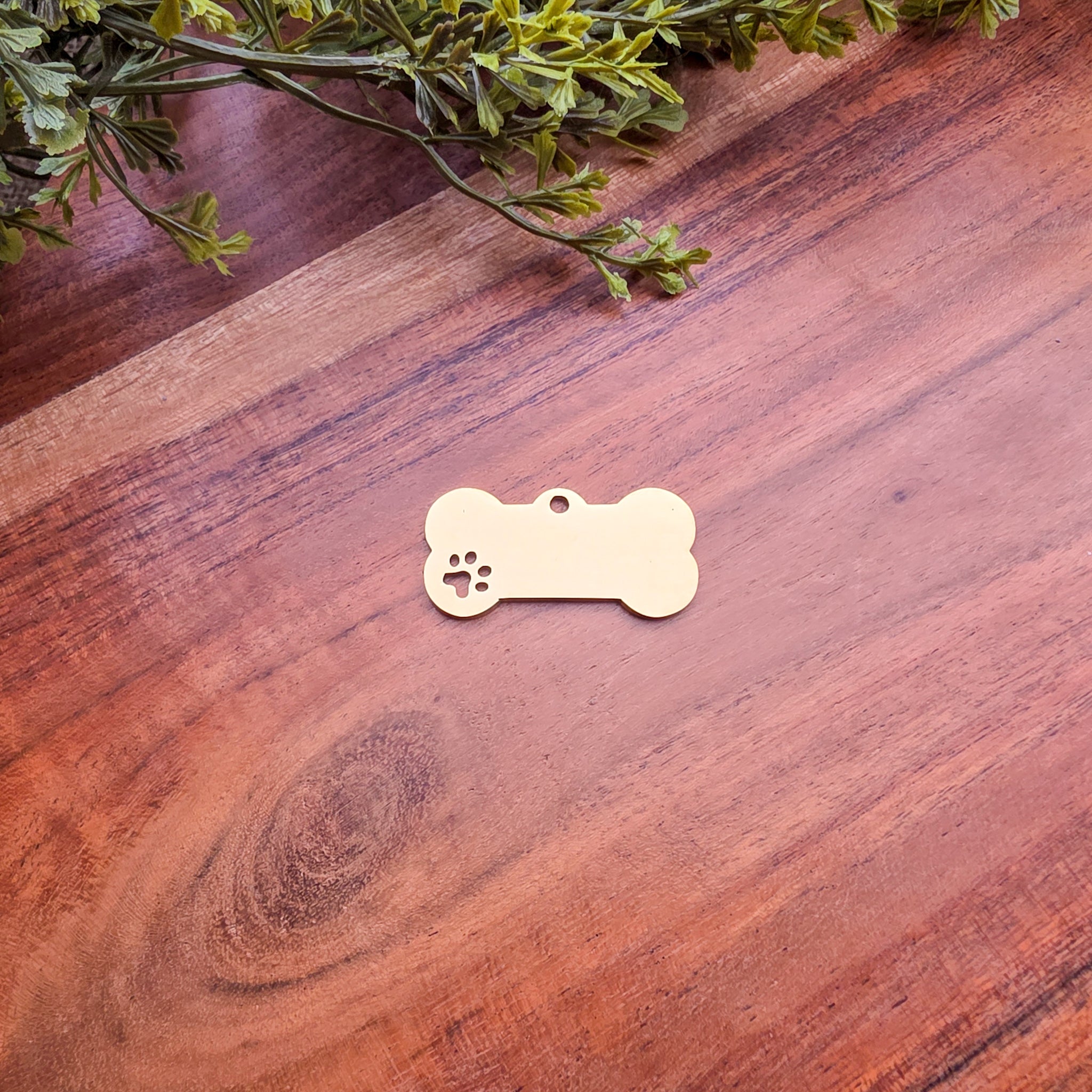 Bone Pet Tag with Paw Cutout