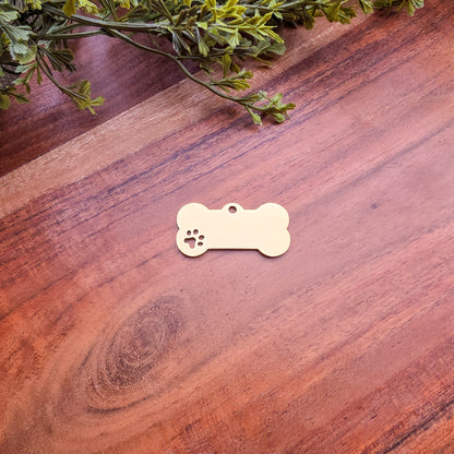 Bone Pet Tag with Paw Cutout