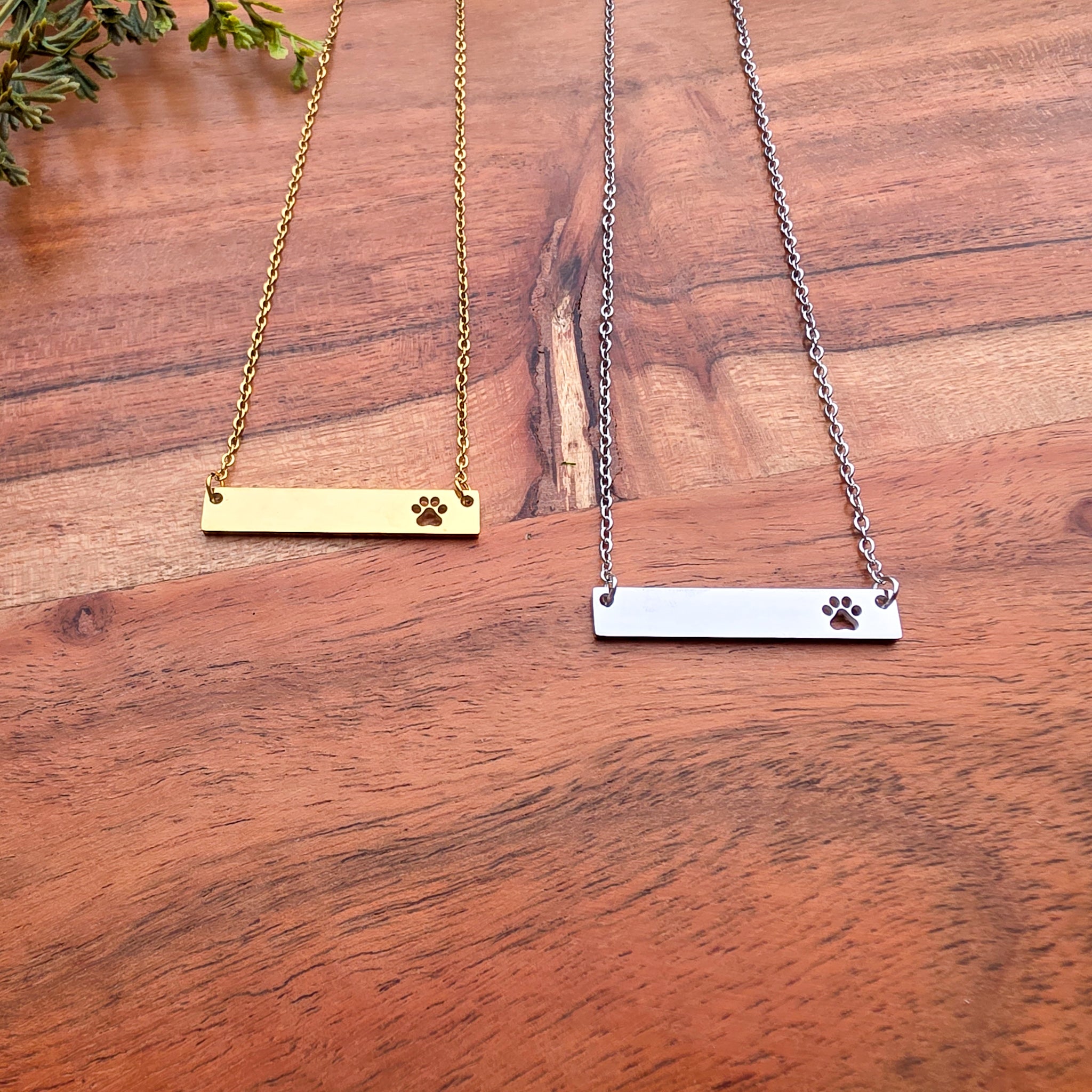 Paw Cutout Bar Necklace
