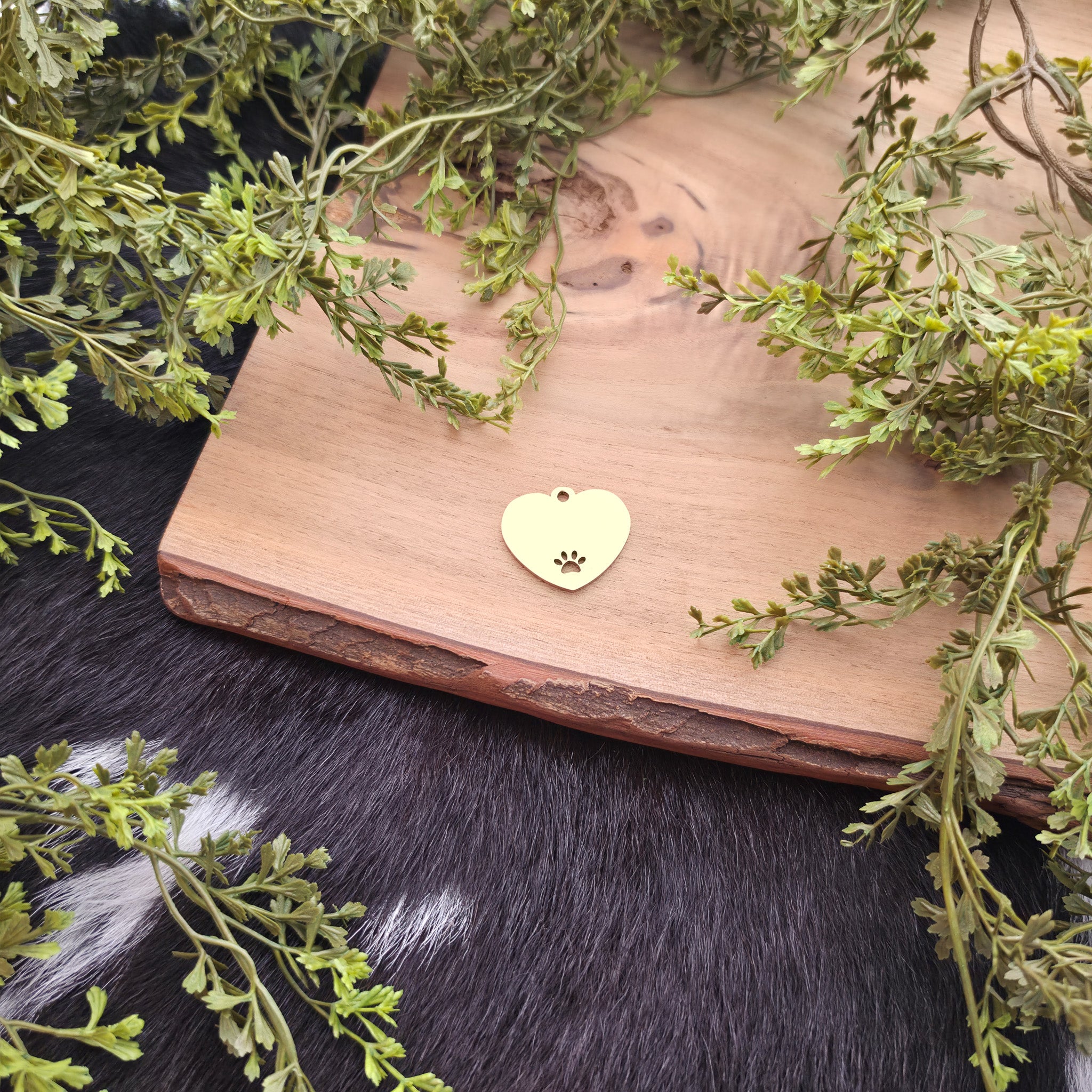 Heart Pet Tag with Paw Cutout