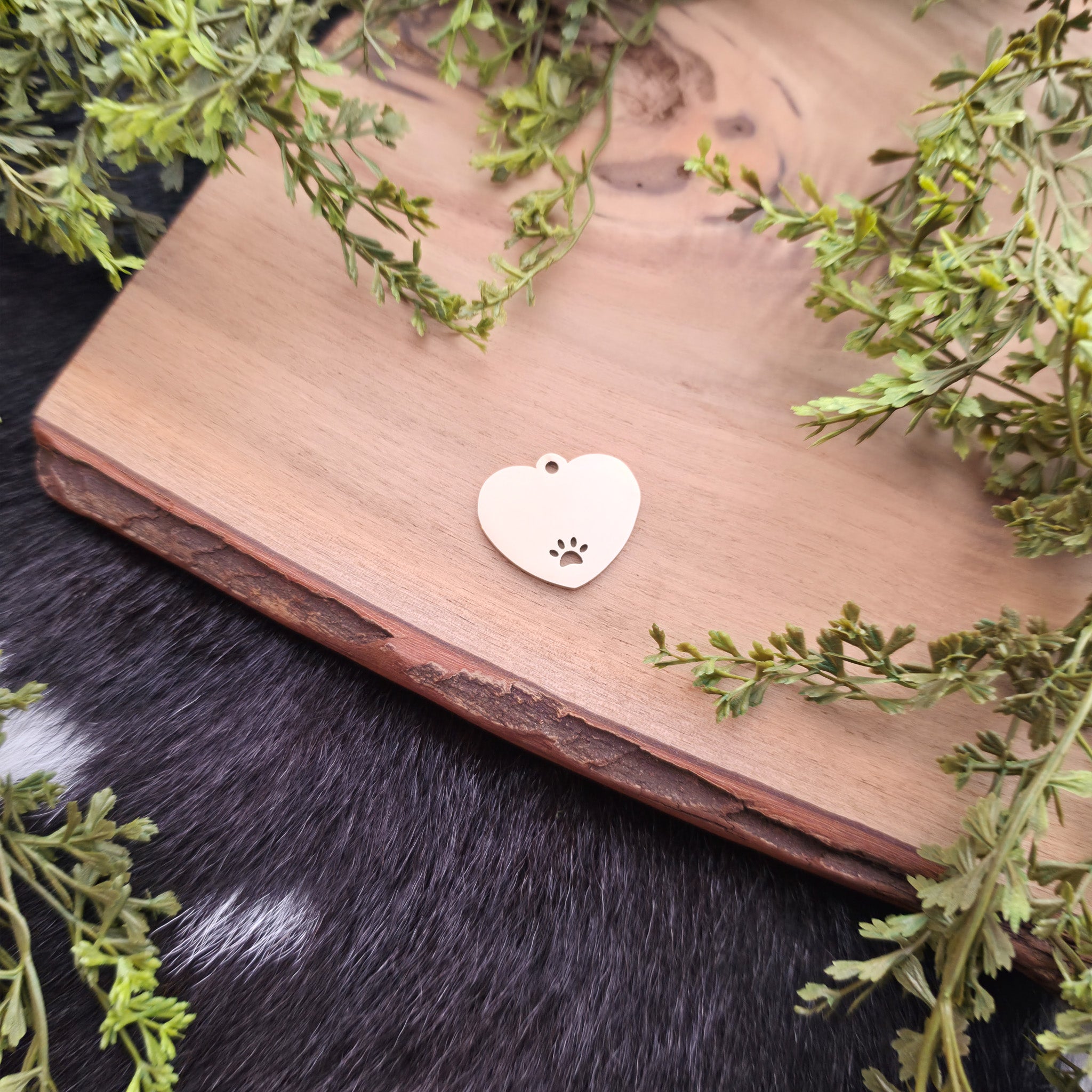 Heart Pet Tag with Paw Cutout