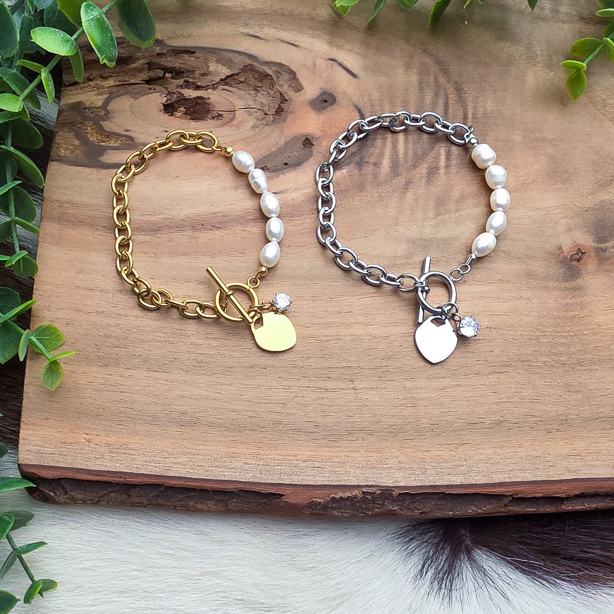 Pearl Heart Toggle Bracelet