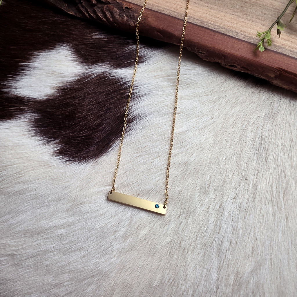 Engraved Birthstone Bar Necklace