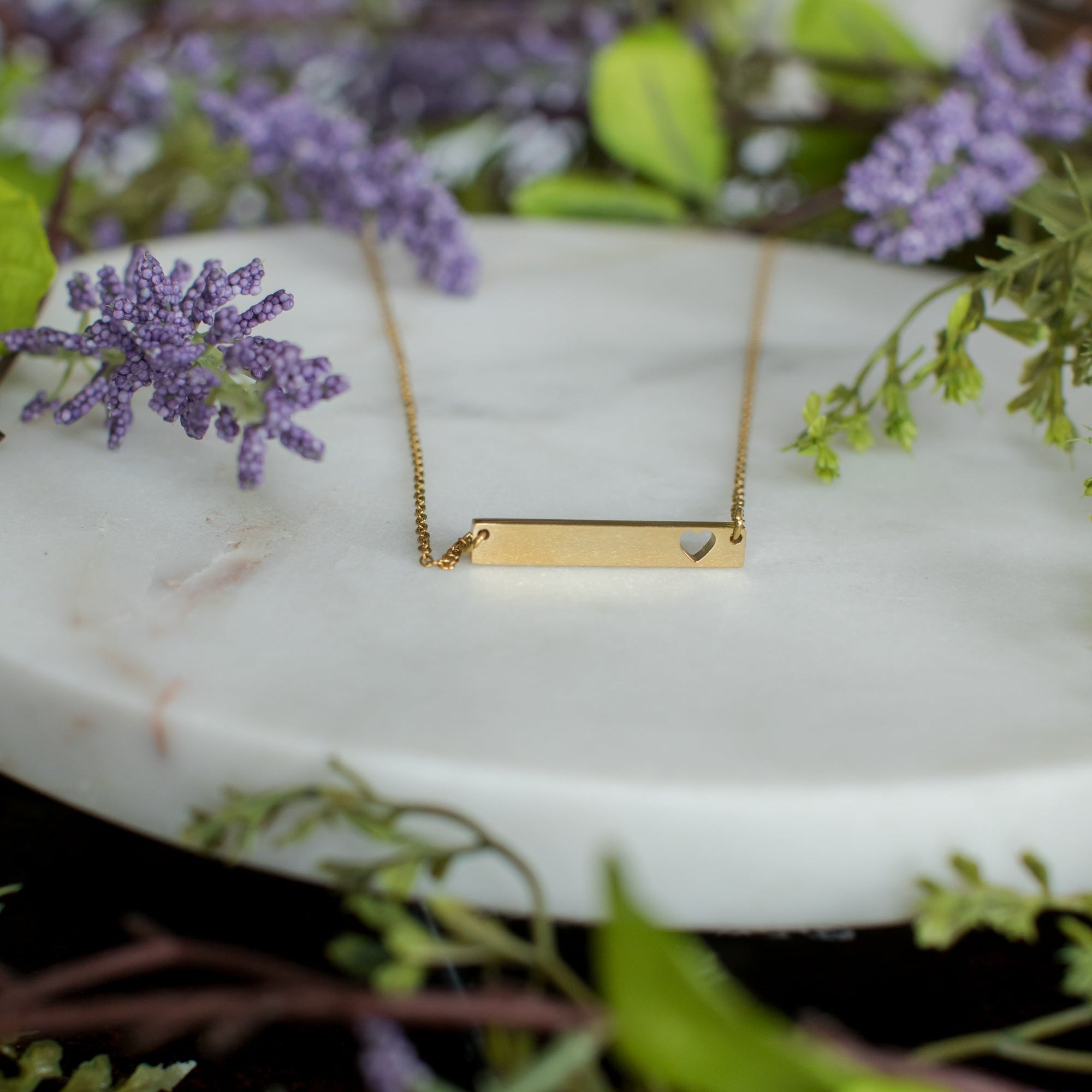 Heart Cutout Bar Necklace